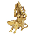 Svarup Brass Mooshak Ganesha Idol in Gold Color Height 6 Inch Weight 0.61 Kg