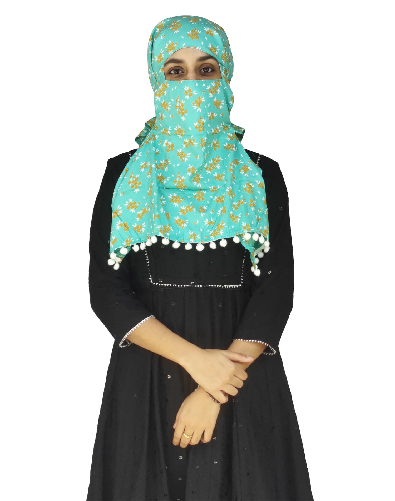 Switchon Rayon Mill dye Innovative scarf Hijab for Women with closer Hook and Loop Tape size adjustable -Scoty Scarf (Green2)