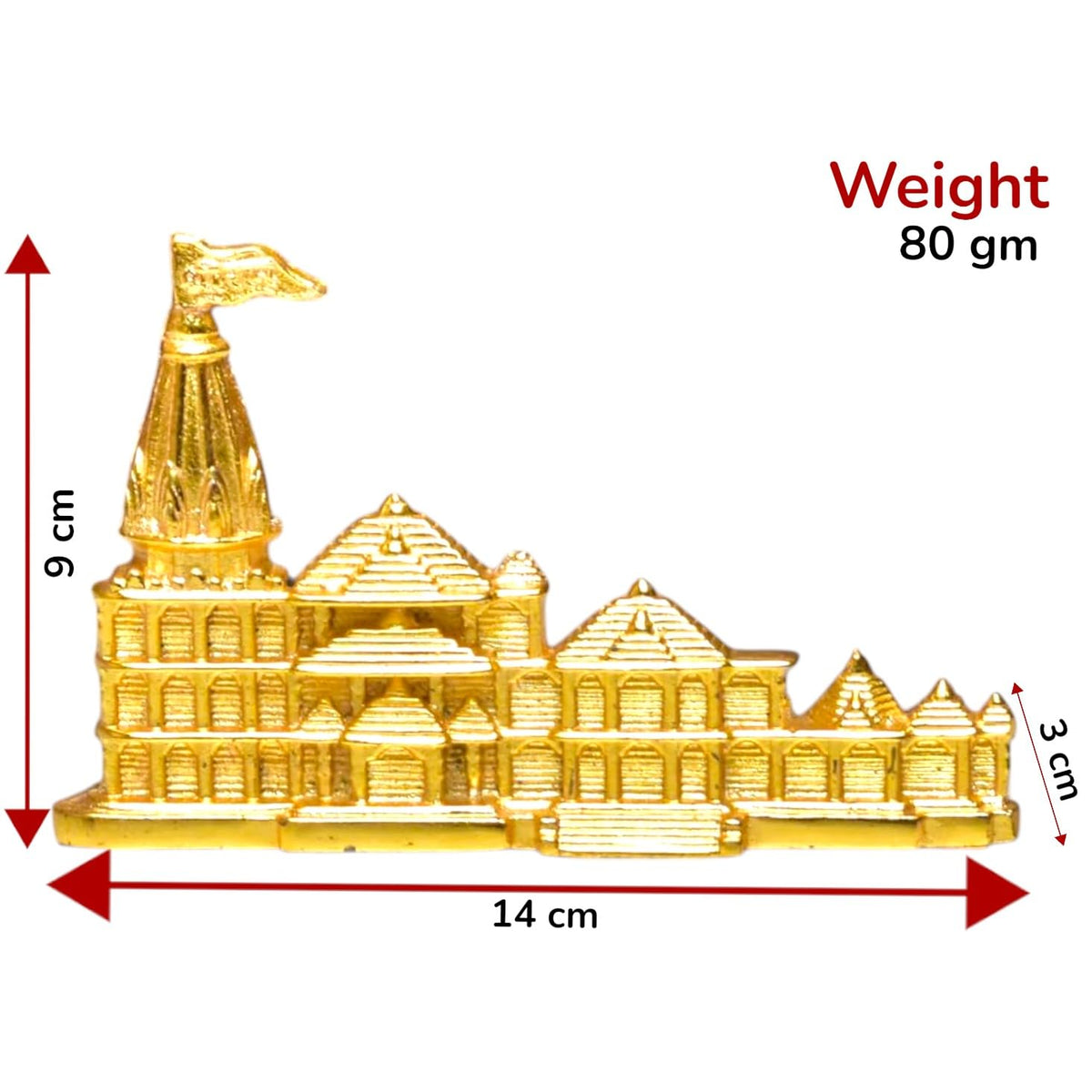 Decorative Golden Statue for Home, Office or Living Space,KridayKraft Metal Shri Ram Janam Bhumi Ayodhya Architectural Shree Ram Mandir Model Prabu Showpiece