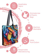 WOTM On The Move Tote | Premium Printed Cotton Canvas Tote Bag with Zipper & Inside Pocket, Stylish Everyday Travel Bag for Work, College, Office, Travel, Shopping (Amsterdam)