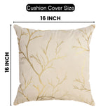 Stuffique Velvet Foil Cushion Covers 16 inch x 16 inch Set of 2, Cream