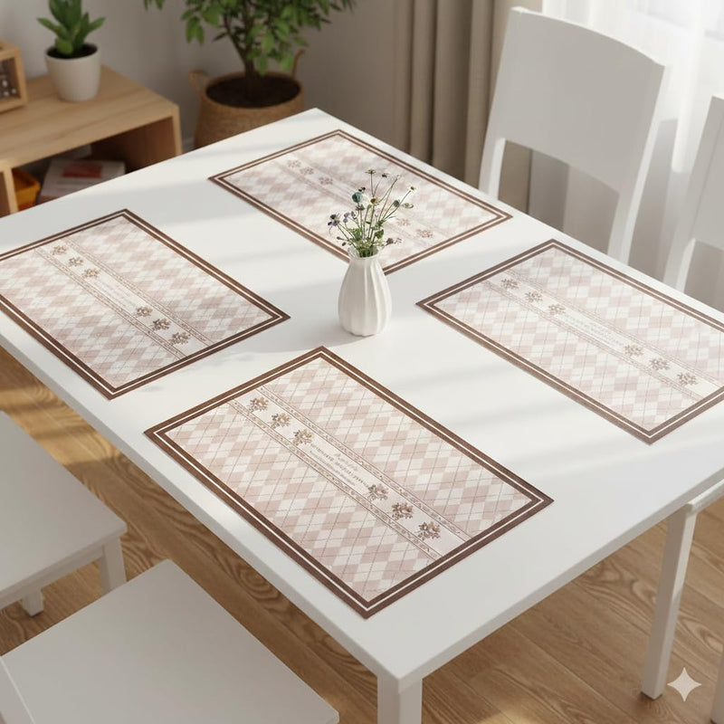 Upaado Leather Dining Table Placemat with Vintage Design - Pack of 4 | Heat Resistant, Waterproof, Non-Slip Table Mat for Kitchen Dining Table, PU Leather Mat for Table Protection (Dusty Rose) Kafalo