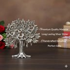 Metal Kalpavriksha Tree for Home Decor - Golden Wish Fulfilling Tree Metal Showpiece for Temple, Vastu, Office Table & Gifting Banyan (No 2 Silver)