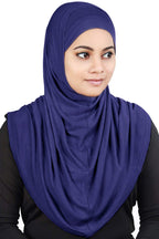MyBatua Women's 2-Piece Al-Amira Hijab with Under Scarf/Cap/Bonnet in Soft Viscose Jersey, Ready to Wear HJ-129 (Royal Blue)