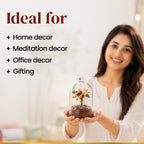 BhagyaG 7 Chakra Crystal Tree with Glass Dome & Wooden Base | 7 Chakra Gemstone Tree Showpiece for Home, Office, Meditation & Décor | Handmade Healing Crystal Gift