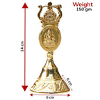 Kriday Kraft Antique Pooja Bells Metal Gold Kuber Ghanti, Hand Bell with Kuber Laxmi and Ganesh Embose for Pooja Mandir Handcrafted Puja Ghanti Home and Office Mandir Décor