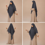TRIPLE LAYER KHIMAR HIJAB/MULTI LAYER HIJAB/FULL SIZE KHIMAR LAYER (CEMENT GREY)