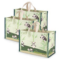 SHIBUI Big Heavy Duty Large Eco Waterproof Cotton Canvas Cloth Grocery Shopping Bag for Men Ladies Vegetable Milk Fruits with Hand Carry Handle Lunch Box Jhola Tote Bags (3, Panda Print)