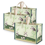 SHIBUI Big Heavy Duty Large Eco Waterproof Cotton Canvas Cloth Grocery Shopping Bag for Men Ladies Vegetable Milk Fruits with Hand Carry Handle Lunch Box Jhola Tote Bags (3, Panda Print)