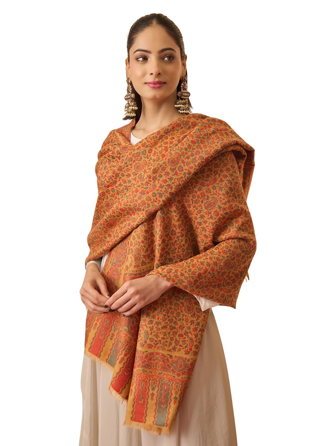 Pashmoda Women Mehak Kaani Wool Blend Kashmiri Shawl (Size: 40x80in, 101x203cm) RSS42