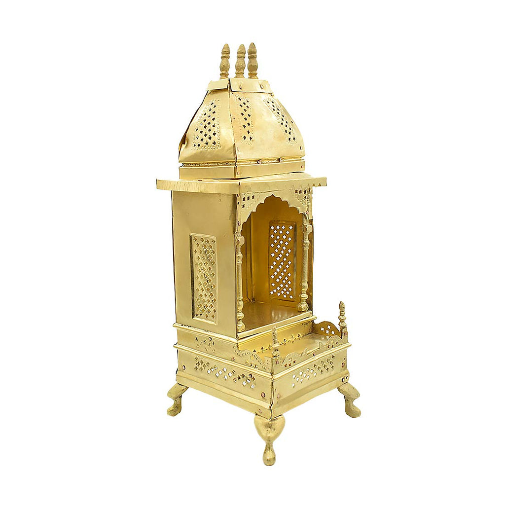PujaNPujari Brass Beautiful Home Temple Pooja Mandir for Living Room for Pooja Decorations (Meadium)
