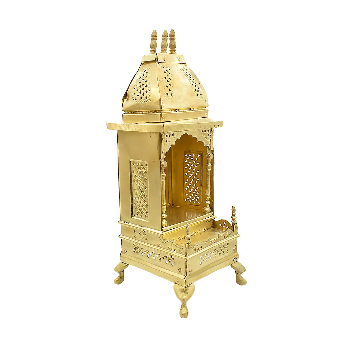 PujaNPujari Brass Beautiful Home Temple Pooja Mandir for Living Room for Pooja Decorations (Meadium)