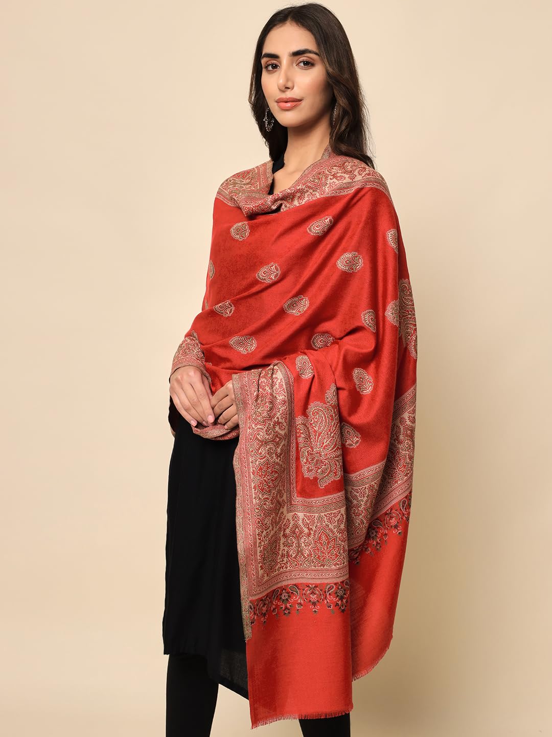Pashmoda Women Noorani Woven Design Jamawar Shawl (Size 101X203 CM)
