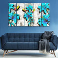 VIBECRAFTS Blue Lily Flowers Canvas Wall Painting of Five Pieces For Home|Office|Living Room|Gift (PTVC5Pcs4_8702)