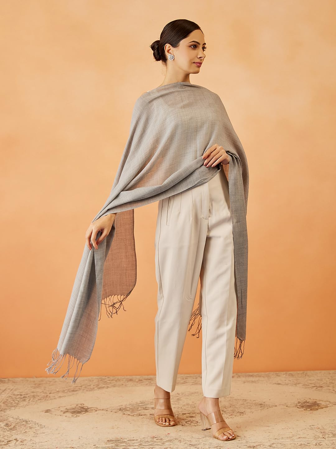 Pashmoda Women Rahmat Fine Wool Melange Stole (Size 28x80 Inches)