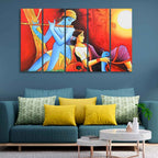 VIBECRAFTS Divine Radha Krishna 5 Pieces Canvas Wall Painting For Home | Office | Living Room | Gift (PTVC5Pcs4_8559)