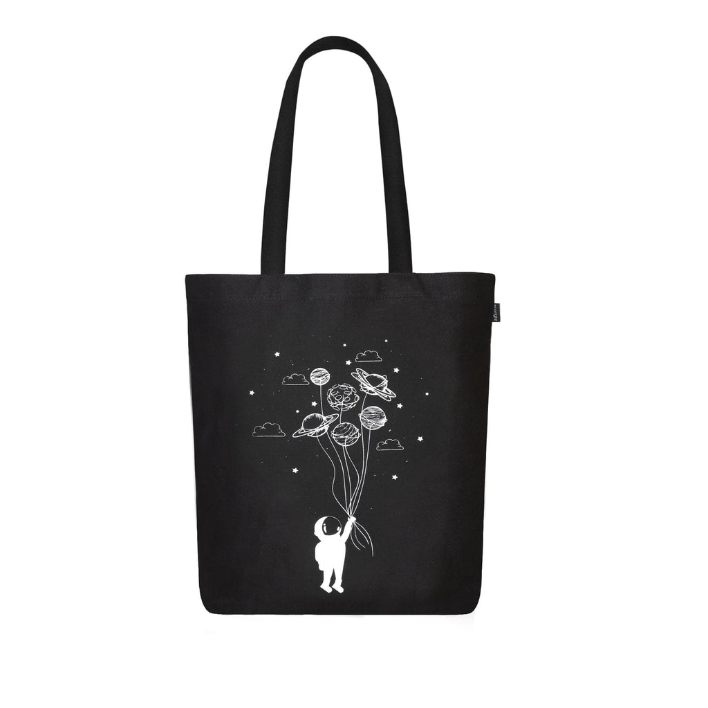 Eco Right Canvas Tote Bags for Women with Zip, College Bag for Girls, 100% Organic Cotton Tote Bag for Shopping, Travel & beach bags for women (Fly me to space)