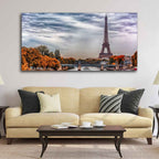 VIBECRAFTS Canvas Paintings for Living Room Drawing Room Eiffel Tower And Seine River Canvas Wall Painting Fitted With Wooden Frame For Home | Office | Living Room | Gift (PTVCH_2462)