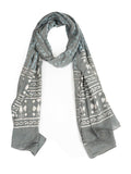 RAI SAHAB Printed Cotton Scarf for Women, Lightweight Soft Scarves Stoles for Summer & Winter(ST-98GREY10)