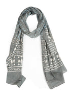 RAI SAHAB Printed Cotton Scarf for Women, Lightweight Soft Scarves Stoles for Summer & Winter(ST-98GREY10)
