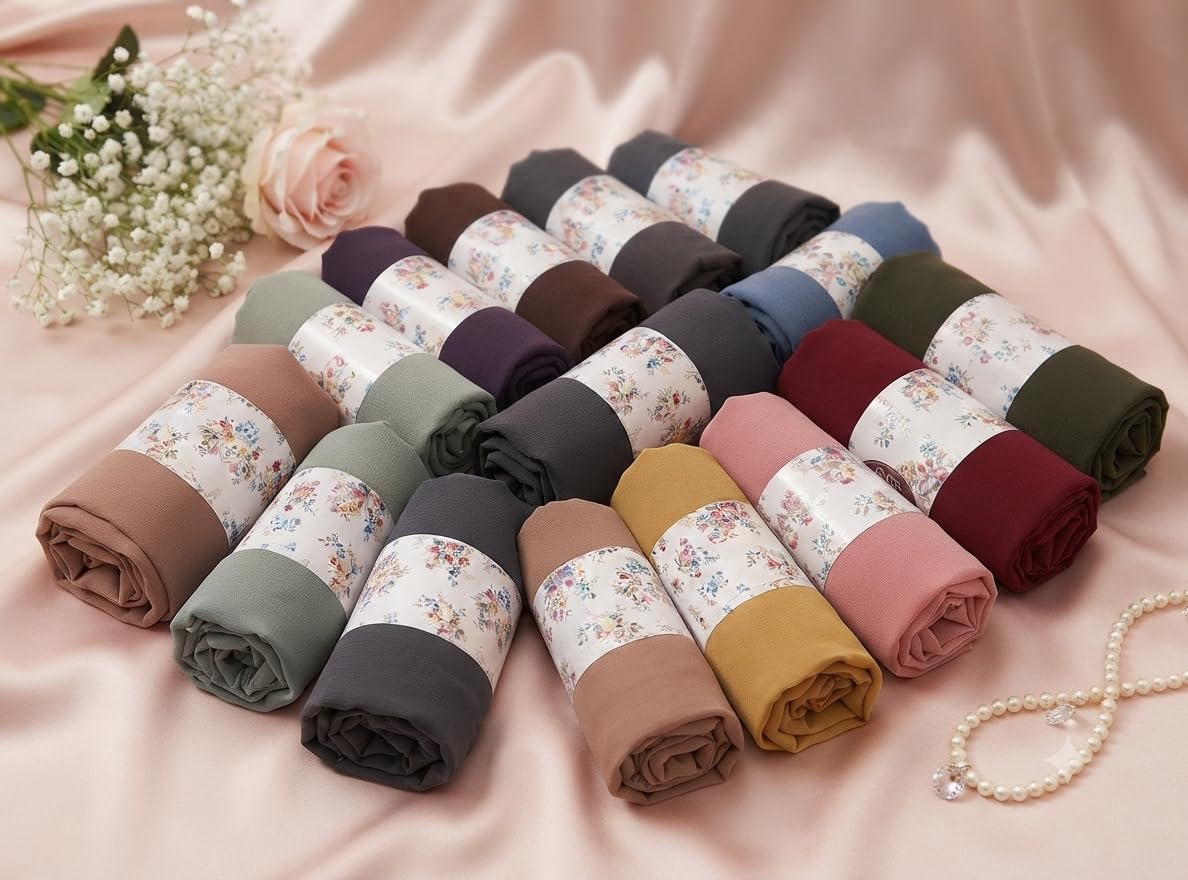 Trending Plain Chiffon Georgette Fancy Hijab/Scarves/Shawl/Stoles/Duppatta Combo of 3 Muslim Women Malaysian Soft College Girls Abaya Scarf Collection (Dark Mocha, Brown, khaki)