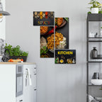 VIBECRAFTS Kitchen's 4 Pieces Canvas Wall Painting Fitted With Wooden Frame For Home | Kitchen | Gifts (PTVC4Pcs3_15507)