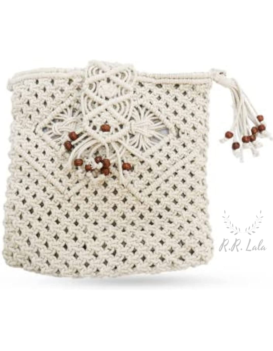 R.R.LALA Macrame Women Girl Handmade Cotton Boho Crochet Large Green Sling Bag Fashion Gift, Macrame Cotton bag Beach Bag Weekender Bag