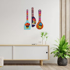 Artvibes Folk Musicians MDF Wooden Wall Art for Home Decor | Music Art for Decoration | Wall Poster | Rajasthani Culture Wall Art | Graphic Art | Unique Gift | Signs & Plaques(WH_5012N), Set of 3