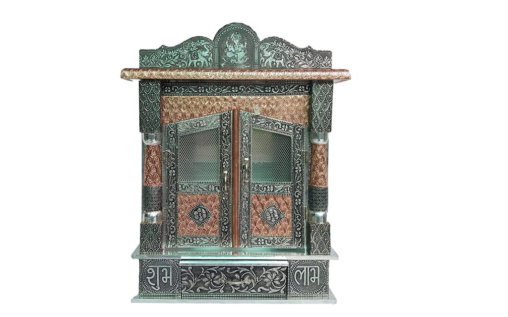 Handicrafts Big Size Wooden Mantapa for Pooja Room/Modern Mandir/Oxidise Temple for Home - 6x15 Inches