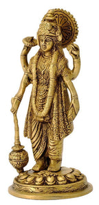 ARTVARKO Brass Lord Vishnu Narayan Holding Club Venkatesh Statue for Home Decor Idol for Puja Gift- Height 7.5