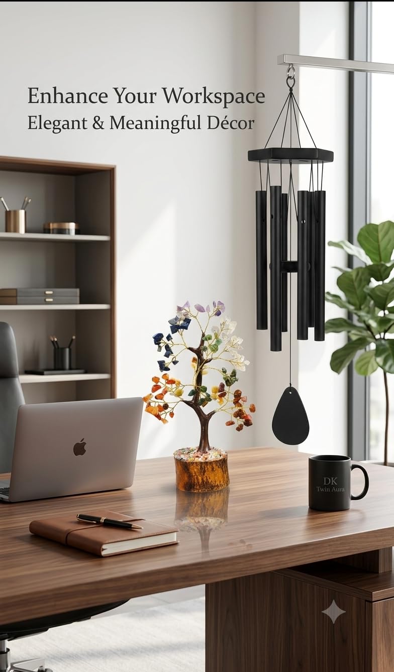 DK Twin Aura™ - Wind Chime with Seven Chakra Tree Combo for Home Decor