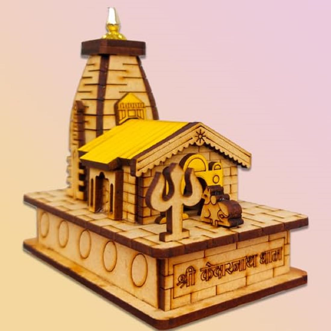 Decorative Wooden Shri Kedarnath Temple || Hand Crafted Wooden Temple || Wooden Miniature Mandir Sawaan Shivratri (Small Multicolour)