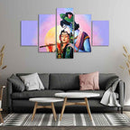 VIBECRAFTS Radha Krishna Canvas Wall Painting Set of Five Panels For Home|Office|Living Room|Gift (PTVC5Pcs1_5549)