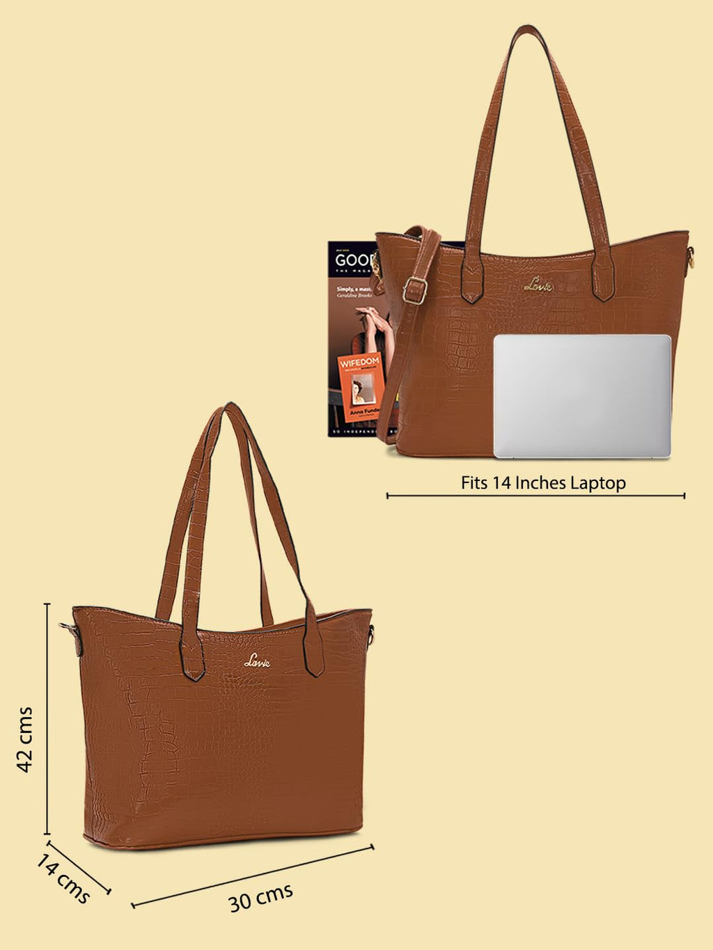 Lavie Women's Hailon Tote Handbag (Large, Brown, Tan)
