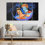VIBECRAFTS Radha Krishna Canvas Wall Painting Set of Five Pieces For Home|Office|Living Room|Gift (PTVC5Pcs4_8698)