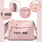 Street27 Women’s Premium Corduroy Tote Bag with Adjustable Wide Strap, Multi-Pocket Crossbody & Shoulder Handbag, Lightweight Everyday Carry with Secure Zipper Closure | (Pink)