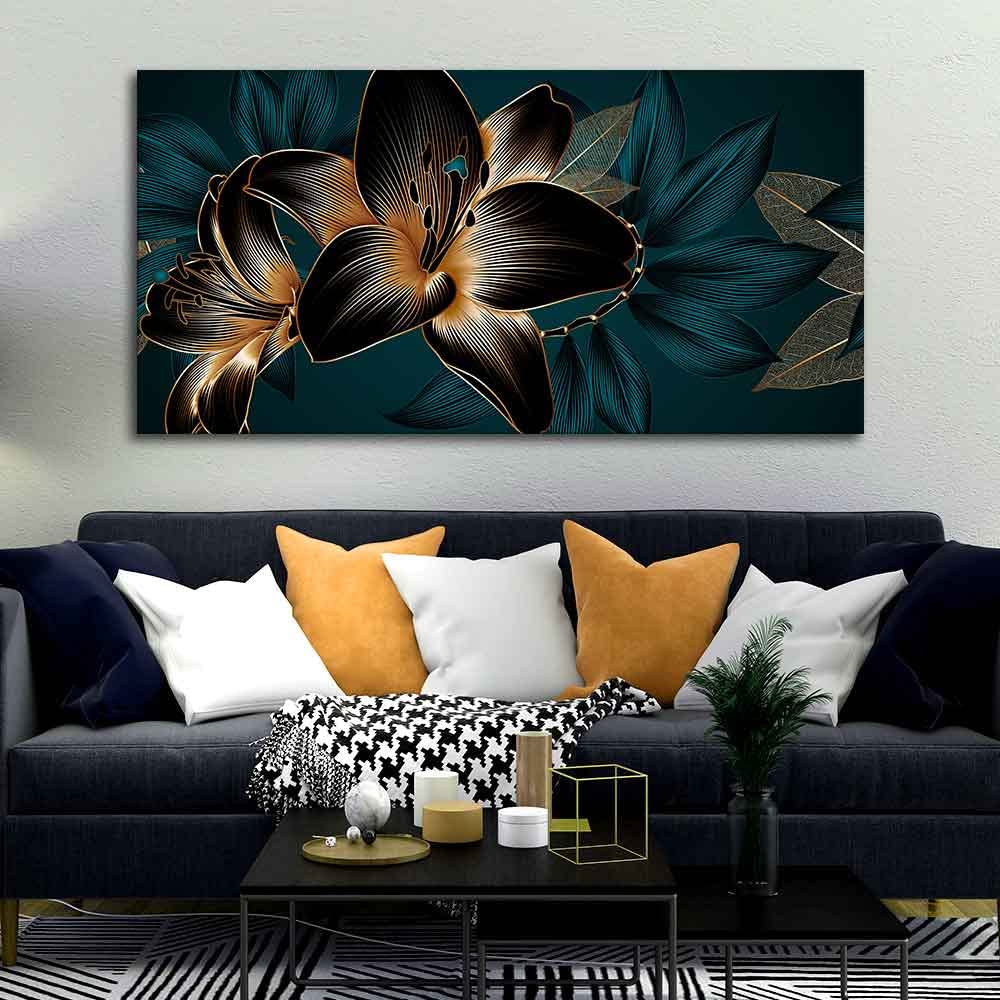 VIBECRAFTS Beautiful Lilies Flowers Canvas Wall Painting Fitted With Wooden Frame For Home | Office | Living Room | Gifts (PTVCH_2502)
