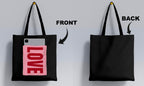 ZORI love Print Black Tote Bag With Pocket Printed Designed Canvas Tote Bags For Women large capacity,Tote bag For Shopping, College, Travel, More Canvas Handbag For Unisex Bag