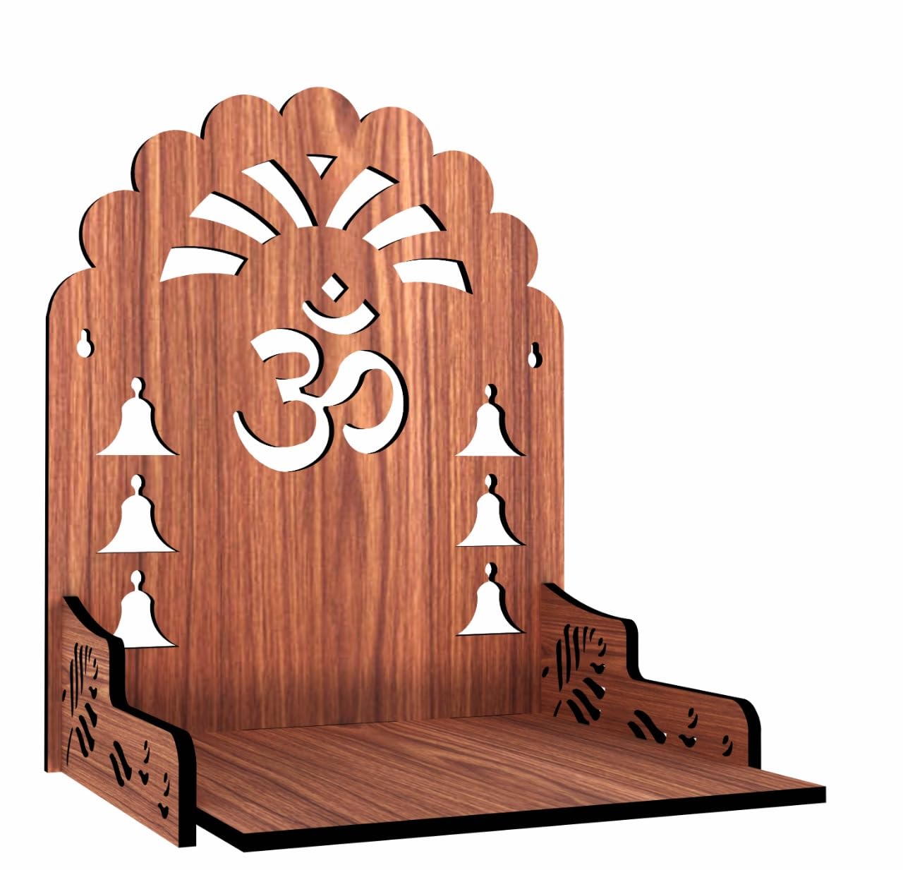 HOMEWEY DECOR Wooden Home Temple Handcrafted Support Heavy Idols Luxurious Finish Pooja Mandir for Home and Office Wall Mount for Pooja Room (TEMPLE02NENA -03DM-2)
