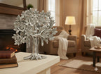 Metal Kalpavriksha Tree for Home Decor - Golden Wish Fulfilling Tree Metal Showpiece for Temple, Vastu, Office Table & Gifting Banyan (No 2 Silver)