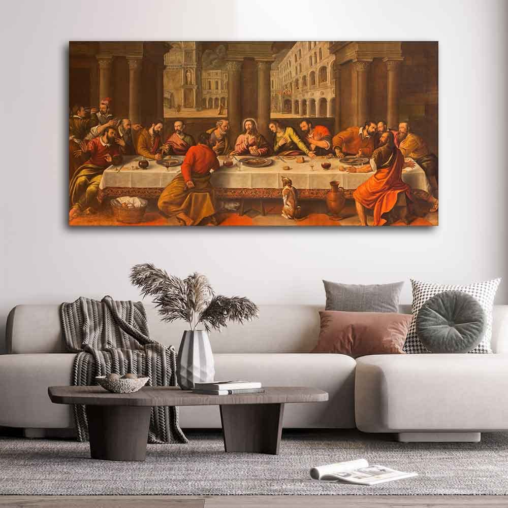 VIBECRAFTS Canvas Paintings for Living Room Drawing Room Beautiful Supper of Christ in Church Chiesa Dei Santi Wall Painting Fitted with Wooden Frame for Home|Office|Gift(PTVCH_2259) (Multi 9)