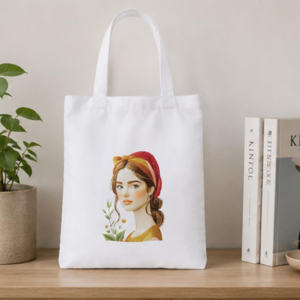 Adorvue Reusable Premium Mood Artful Everyday Tote Bag Stylish Eco-Friendly Cotton Handbags, Canvas Bags for College, Shopping, Office, Travel, Grocery Runs, Beach Day and Casual Outing Pack of 1
