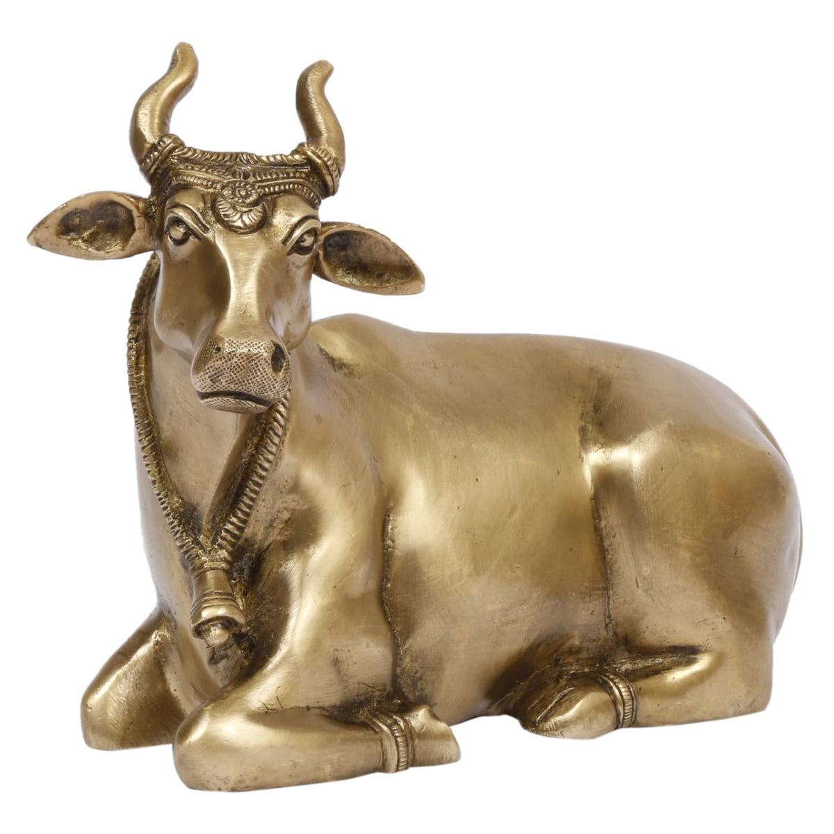 SVARUP Brass Kamdhenu Gau MATA Murti Kamadhenu Nandi Cow Statue for Puja Home Decor Gift 7.5 Inch