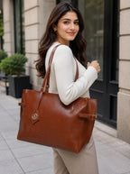 Carrylux Women's Soft PU Leather Tote Bag | Large Single Compartment Shoulder Handbag,Office, College & Casual | Brown