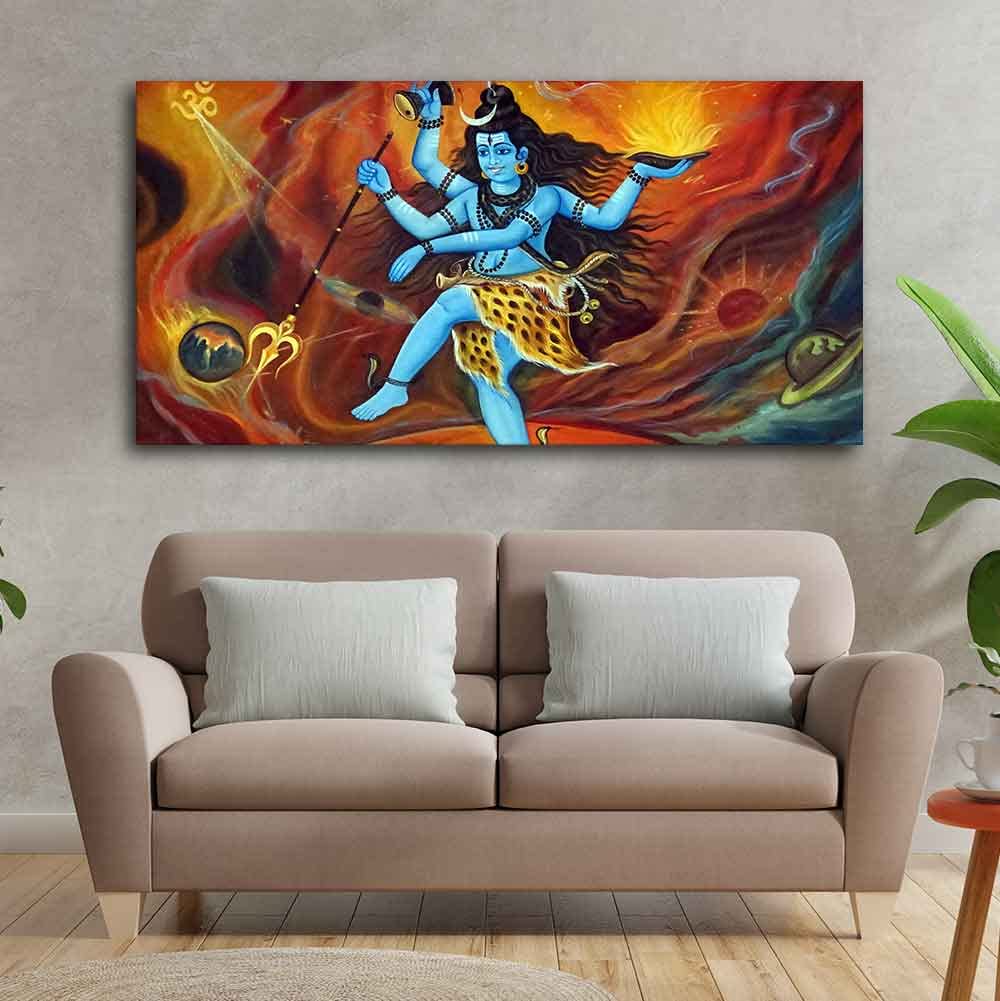 VIBECRAFTS Canvas Paintings for Living Room Drawing Room Natraja Of Dance Canvas Wall Painting Fitted With Wooden Frame for Home | Office | Gift (PTVCH_2449)