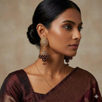 Traditional Gold-Plated pearl/moti Beaded Jhumka Earrings for Women | Ethnic Bridal & Festive Jewelry | Handmade Pearl Drop Jhumki | Lightweight Designer Earrings (brown chocolate)