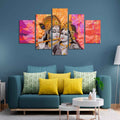VIBECRAFTS Colorful Wall Painting of Radha Krishna of Five Pieces For Home|Office|Living Room|Gift (PTVC5Pcs1_5542)