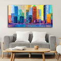 VIBECRAFTS Canvas Paintings for Living Room Drawing Room Colorful City Skyline Canvas Wall Painting Fitted With Wooden Frame For Home | Office | Living Room | Gift (PTVCH_2492)