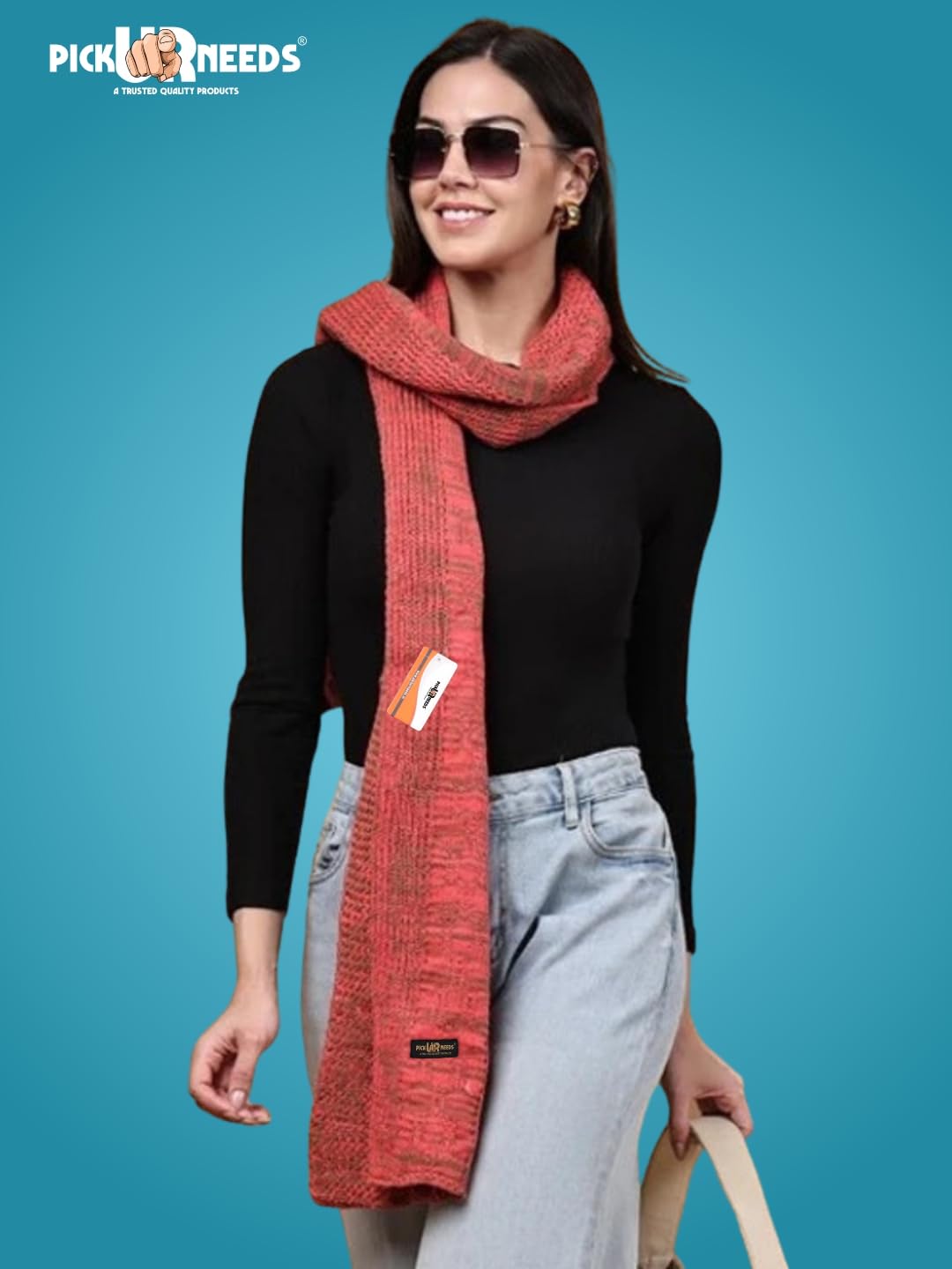 Pick Ur Needs Women’s Knitted Winter Scarf – Soft, Warm & Stylish Casual Long Muffler Stole for Girls (Pink)