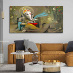 VIBECRAFTS Canvas Paintings for Living Room Drawing Room Auspicious Ganpati Canvas Wall Painting for Home|Office|Gift(PTVCH_2368NV)